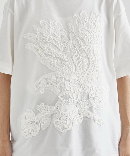 TAAKK（ターク）の「【TAAKK/ターク】TAPE EMBROIDERY TEE/テープエンブロイダリーTEE（Tシャツ/カットソー・メンズ・ホワイト/カーキ・2/3）」の9枚目の写真