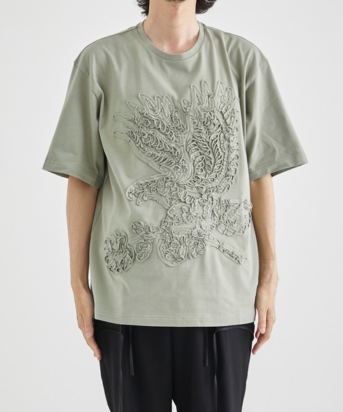 TAAKK（ターク）の「【TAAKK/ターク】TAPE EMBROIDERY TEE/テープエンブロイダリーTEE（Tシャツ/カットソー・メンズ・ホワイト/カーキ・2/3）」の10枚目の写真