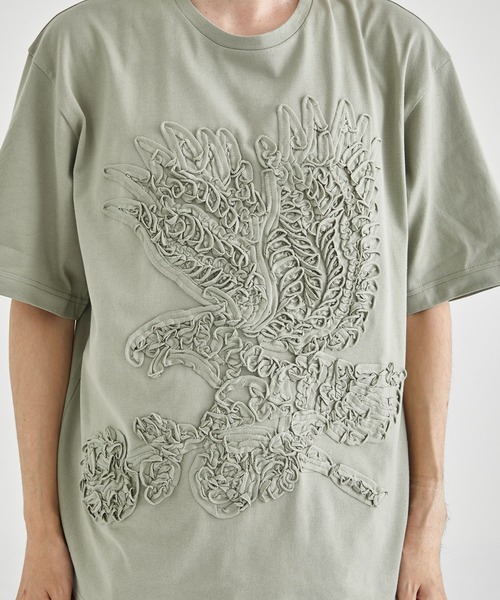 TAAKK（ターク）の「【TAAKK/ターク】TAPE EMBROIDERY TEE/テープエンブロイダリーTEE（Tシャツ/カットソー・メンズ・ホワイト/カーキ・2/3）」の16枚目の写真