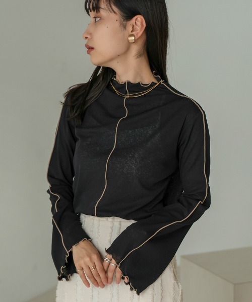 Bab(バブ)の「前後2WAY配色メロウカットソー(Tシャツ/カットソー・レディース・ブラック/ブルー/オフホワイト/ブラウン/グリーン/ベージュ・FREE)」の18枚目の写真