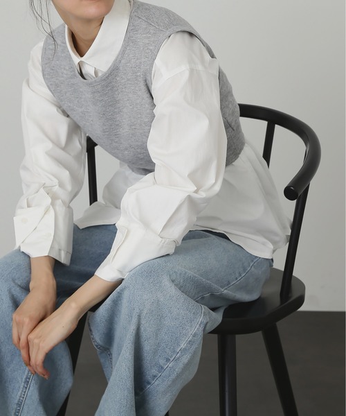 FREE'S MART(フリーズマート)の「◆クルーネックニットベスト(ベスト・レディース・グレー/ブラック/ホワイト・FREE)」の12枚目の写真