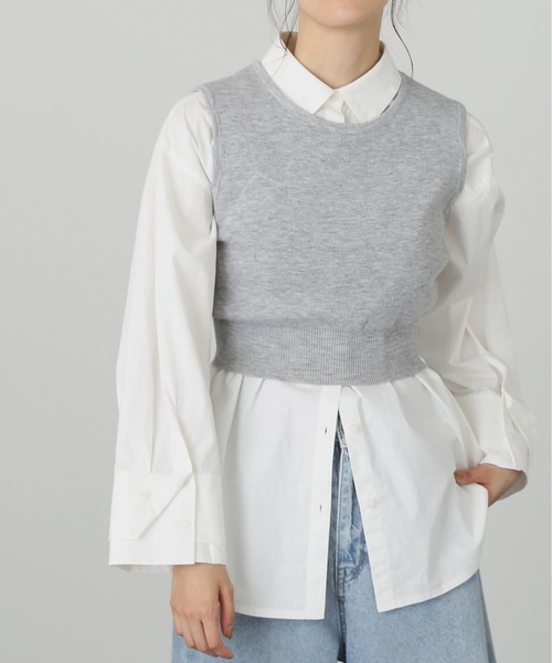 FREE'S MART(フリーズマート)の「◆クルーネックニットベスト(ベスト・レディース・グレー/ブラック/ホワイト・FREE)」の13枚目の写真