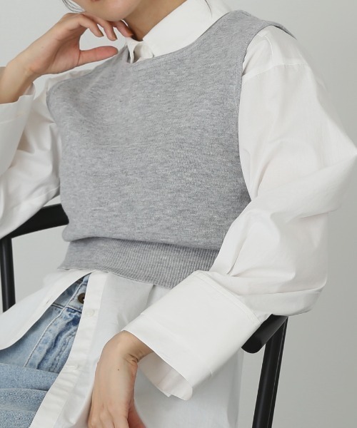 FREE'S MART(フリーズマート)の「◆クルーネックニットベスト(ベスト・レディース・グレー/ブラック/ホワイト・FREE)」の10枚目の写真