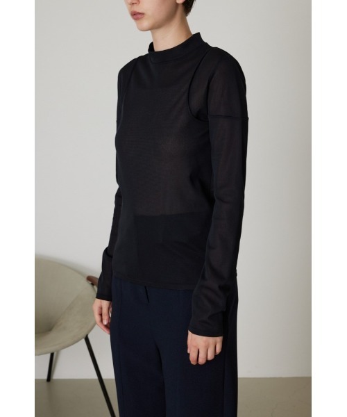 RIM.ARK アシンメトリーカットトップス 長袖 ブラック RIM.ARK アシンメトリーカットトップス 長袖 ブラック