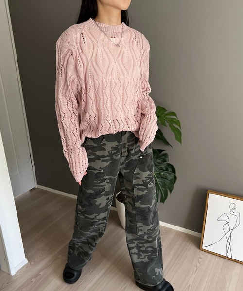 Jewelobe(ジュエローブ)の「透かし柄編みモヘアライクニットプルオーバー(ニット/セーター・レディース・ホワイト/ピンク/ブラック・FREE)」の17枚目の写真