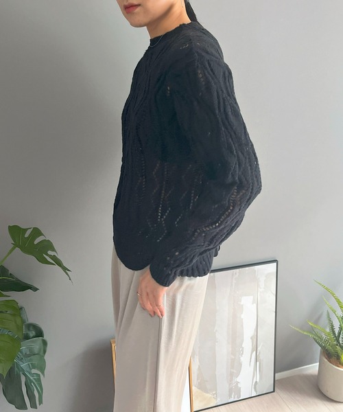 Jewelobe(ジュエローブ)の「透かし柄編みモヘアライクニットプルオーバー(ニット/セーター・レディース・ホワイト/ピンク/ブラック・FREE)」の19枚目の写真
