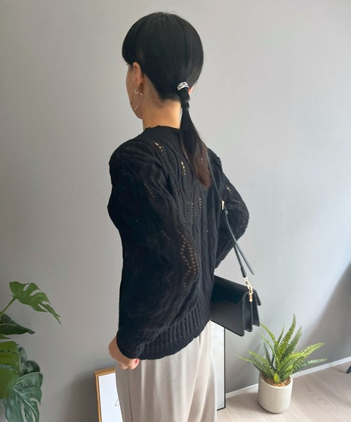 Jewelobe(ジュエローブ)の「透かし柄編みモヘアライクニットプルオーバー(ニット/セーター・レディース・ホワイト/ピンク/ブラック・FREE)」の20枚目の写真