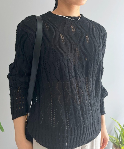 Jewelobe(ジュエローブ)の「透かし柄編みモヘアライクニットプルオーバー(ニット/セーター・レディース・ホワイト/ピンク/ブラック・FREE)」の22枚目の写真