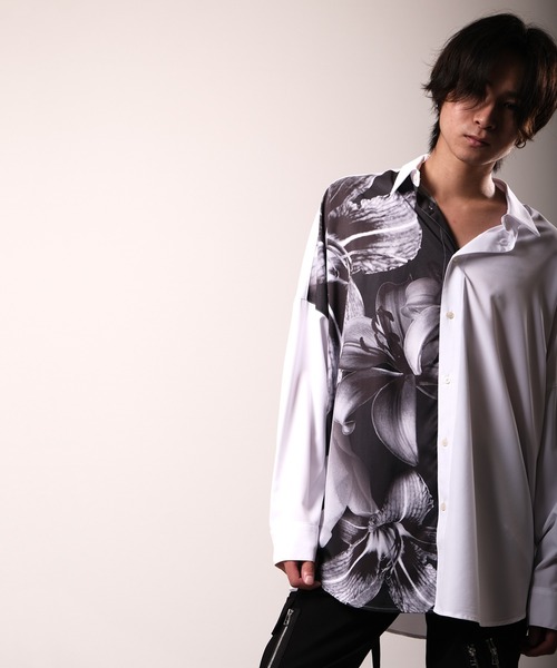 Floral print mode long sleeve shirt / 花柄プリントシャツ unisex（シャツ/ブラウス）｜REGIEVO（レジエボ）