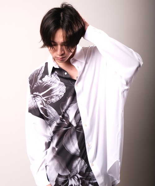 Floral print mode long sleeve shirt / 花柄プリントシャツ unisex（シャツ/ブラウス）｜REGIEVO（レジエボ）