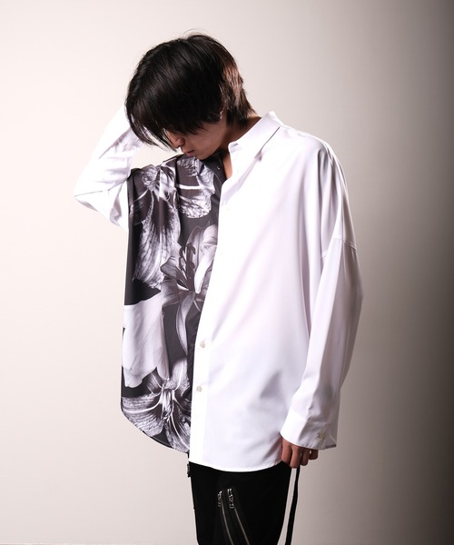 Floral print mode long sleeve shirt / 花柄プリントシャツ unisex（シャツ/ブラウス）｜REGIEVO（レジエボ）