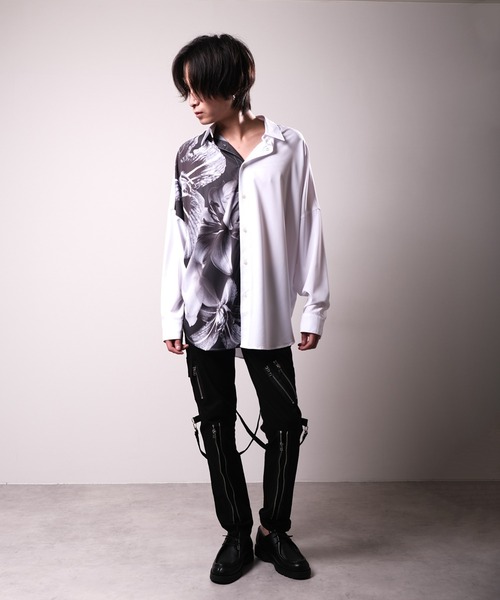 Floral print mode long sleeve shirt / 花柄プリントシャツ unisex（シャツ/ブラウス）｜REGIEVO（レジエボ）