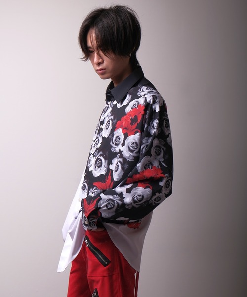 Floral print mode long sleeve shirt / 花柄プリントシャツ unisex（シャツ/ブラウス）｜REGIEVO（レジエボ）