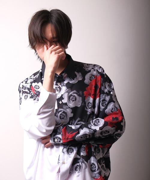 Floral print mode long sleeve shirt / 花柄プリントシャツ unisex（シャツ/ブラウス）｜REGIEVO（レジエボ）