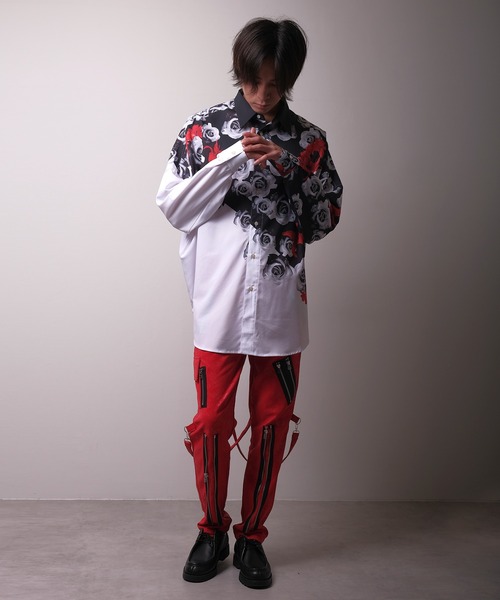 Floral print mode long sleeve shirt / 花柄プリントシャツ unisex（シャツ/ブラウス）｜REGIEVO（レジエボ）