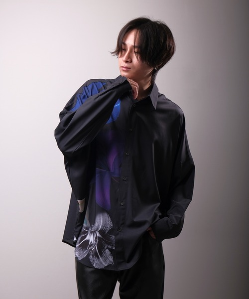 Floral print mode long sleeve shirt / 花柄プリントシャツ unisex（シャツ/ブラウス）｜REGIEVO（レジエボ）