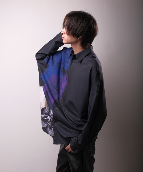 Floral print mode long sleeve shirt / 花柄プリントシャツ unisex（シャツ/ブラウス）｜REGIEVO（レジエボ）