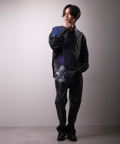 Floral print mode long sleeve shirt / 花柄プリントシャツ unisex（シャツ/ブラウス）｜REGIEVO（レジエボ）