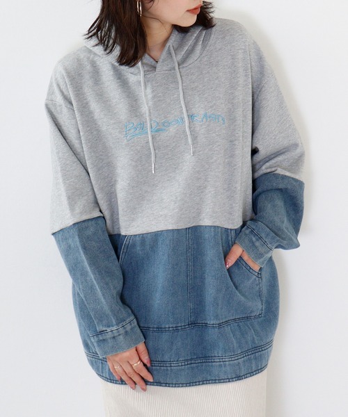 【セール】a.n.l デニム切替フーディ（パーカー）｜a.n.l（エーエヌエル レーベル）
