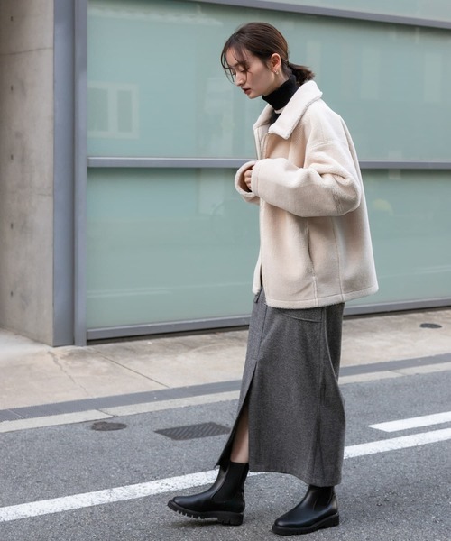 SENSE OF PLACE by URBAN RESEARCH（センスオブプレイスバイアーバンリサーチ）の「『TALLサイズ/WEB限定』ジャージメルトンアウトポケットスカート（スカート・レディース・ベージュ/ブラック系その他/ブラック・TALL/X-SMALL/MEDIUM/SMALL/LARGE）」の13枚目の写真