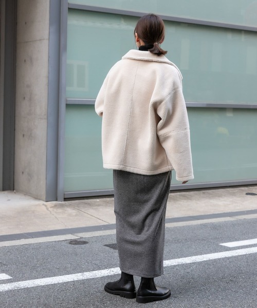 SENSE OF PLACE by URBAN RESEARCH（センスオブプレイスバイアーバンリサーチ）の「『TALLサイズ/WEB限定』ジャージメルトンアウトポケットスカート（スカート・レディース・ベージュ/ブラック系その他/ブラック・TALL/X-SMALL/MEDIUM/SMALL/LARGE）」の15枚目の写真