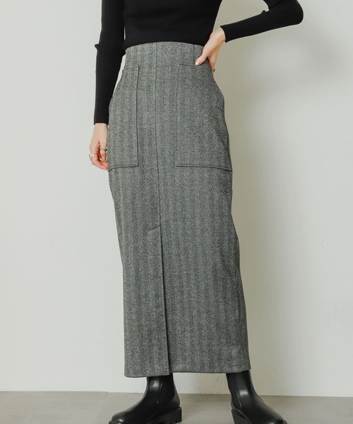 SENSE OF PLACE by URBAN RESEARCH（センスオブプレイスバイアーバンリサーチ）の「『TALLサイズ/WEB限定』ジャージメルトンアウトポケットスカート（スカート・レディース・ベージュ/ブラック系その他/ブラック・TALL/X-SMALL/MEDIUM/SMALL/LARGE）」の16枚目の写真