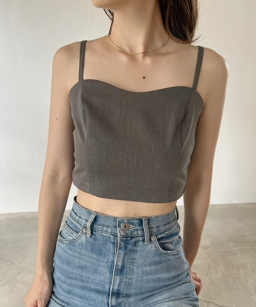 one after another NICE CLAUP（ワンアフターアナザーナイスクラップ）の「肩リボンビスチェ/リボン取り外し可能（キャミソール・レディース・グレー/アイボリー/ブラック・FREE）」の12枚目の写真