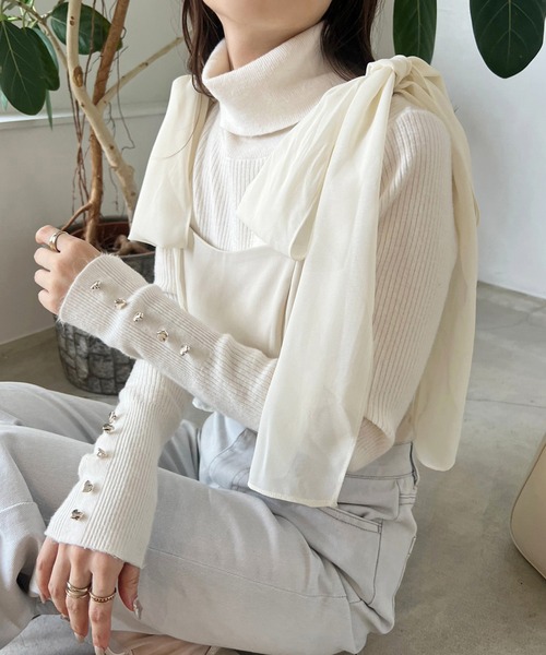 one after another NICE CLAUP（ワンアフターアナザーナイスクラップ）の「肩リボンビスチェ/リボン取り外し可能（キャミソール・レディース・グレー/アイボリー/ブラック・FREE）」の14枚目の写真