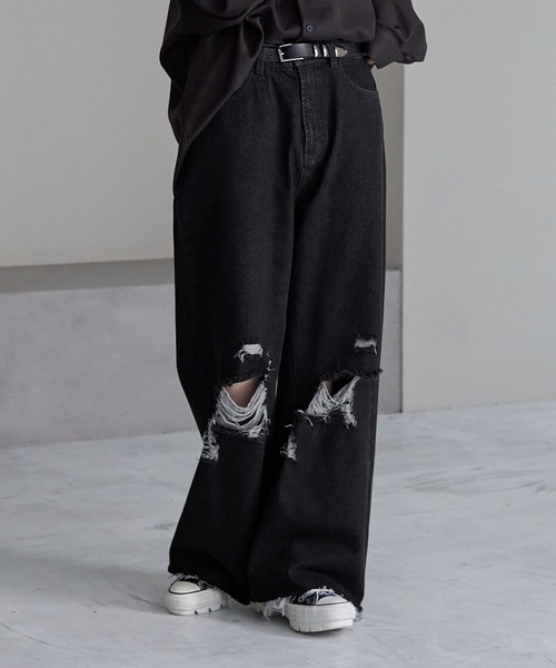 cussil/クシル】【11.5oz】ルーズシルエットダメージワイド