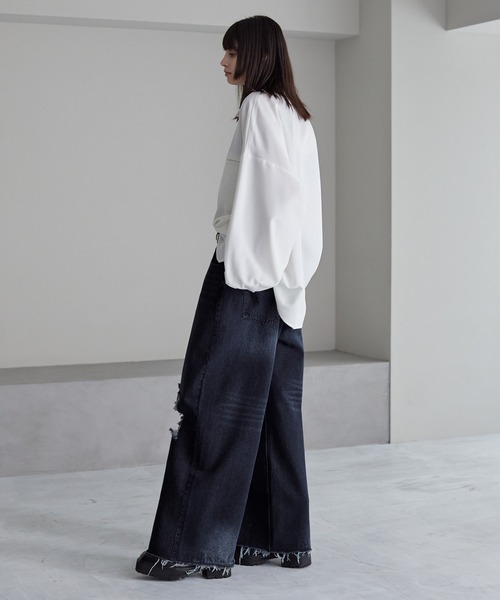 cussil（クシル）の「【cussil/クシル】【11.5oz】ルーズシルエットダメージワイドデニムパンツ（デニムパンツ・メンズ・ダークグレー/ダークブルー/ブラック・XS/S/M/L）」の19枚目の写真