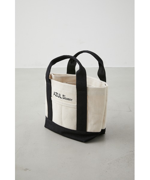 AZUL by moussy（アズールバイマウジー）の「AZULキャンバスパーティションミニバッグ（トートバッグ・メンズ・ブラック/ホワイト系その他/カーキ・FREE）」の2枚目の写真