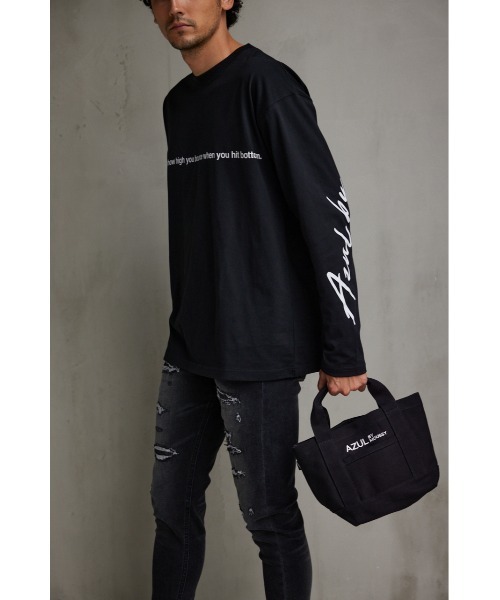 AZUL by moussy（アズールバイマウジー）の「AZULキャンバスパーティションミニバッグ（トートバッグ・メンズ・ブラック/ホワイト系その他/カーキ・FREE）」の11枚目の写真