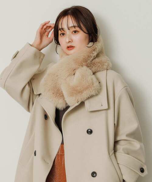 SENSE OF PLACE by URBAN RESEARCH（センスオブプレイスバイアーバンリサーチ）の「ボリュームエコファーティペット（マフラー・レディース・ブラック/ベージュ/チャコールグレー・ONE）」の3枚目の写真