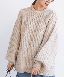 ケーブルニットワイドチュニック