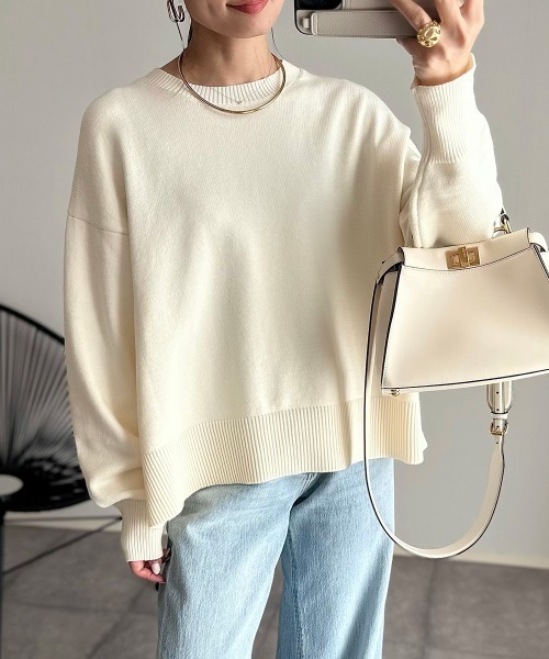 nissen（ニッセン）の「【ニッセン×_____ma.k.o】バックセンターライン　クルーネックニット（ニット/セーター・レディース・オレンジ/チャコールグレー/アイボリー・M/LL/S/L）」の10枚目の写真