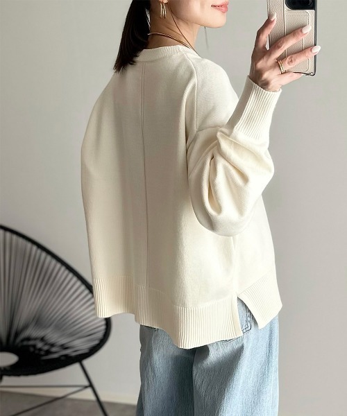 nissen（ニッセン）の「【ニッセン×_____ma.k.o】バックセンターライン　クルーネックニット（ニット/セーター・レディース・オレンジ/チャコールグレー/アイボリー・M/LL/S/L）」の11枚目の写真