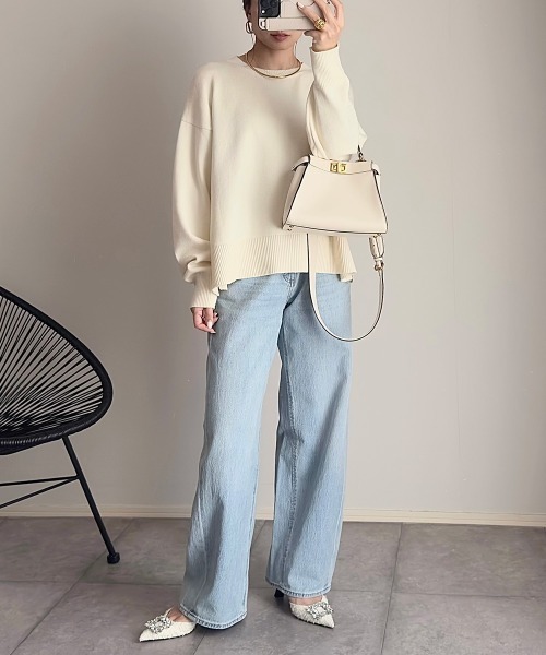 nissen（ニッセン）の「【ニッセン×_____ma.k.o】バックセンターライン　クルーネックニット（ニット/セーター・レディース・オレンジ/チャコールグレー/アイボリー・M/LL/S/L）」の12枚目の写真