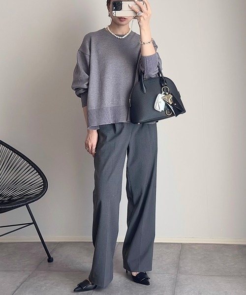 nissen（ニッセン）の「【ニッセン×_____ma.k.o】バックセンターライン　クルーネックニット（ニット/セーター・レディース・オレンジ/チャコールグレー/アイボリー・M/LL/S/L）」の7枚目の写真