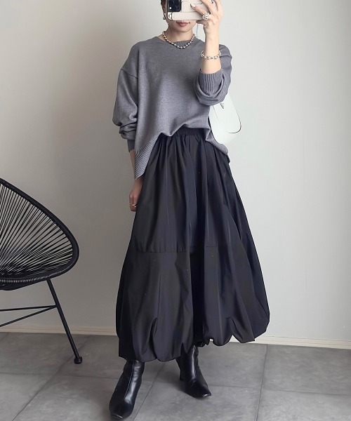 nissen（ニッセン）の「【ニッセン×_____ma.k.o】バックセンターライン　クルーネックニット（ニット/セーター・レディース・オレンジ/チャコールグレー/アイボリー・M/LL/S/L）」の9枚目の写真