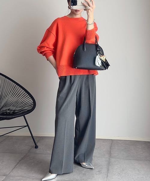 nissen（ニッセン）の「【ニッセン×_____ma.k.o】バックセンターライン　クルーネックニット（ニット/セーター・レディース・オレンジ/チャコールグレー/アイボリー・M/LL/S/L）」の18枚目の写真