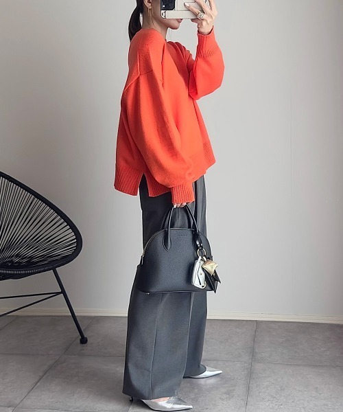 nissen（ニッセン）の「【ニッセン×_____ma.k.o】バックセンターライン　クルーネックニット（ニット/セーター・レディース・オレンジ/チャコールグレー/アイボリー・M/LL/S/L）」の20枚目の写真