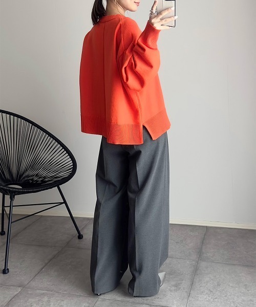 nissen（ニッセン）の「【ニッセン×_____ma.k.o】バックセンターライン　クルーネックニット（ニット/セーター・レディース・オレンジ/チャコールグレー/アイボリー・M/LL/S/L）」の21枚目の写真