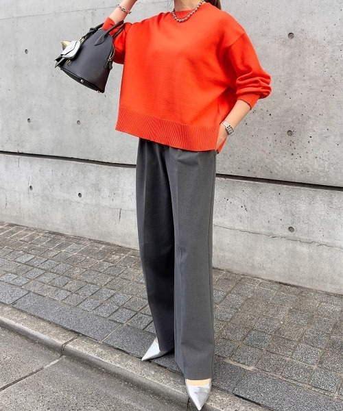 nissen（ニッセン）の「【ニッセン×_____ma.k.o】バックセンターライン　クルーネックニット（ニット/セーター・レディース・オレンジ/チャコールグレー/アイボリー・M/LL/S/L）」の22枚目の写真