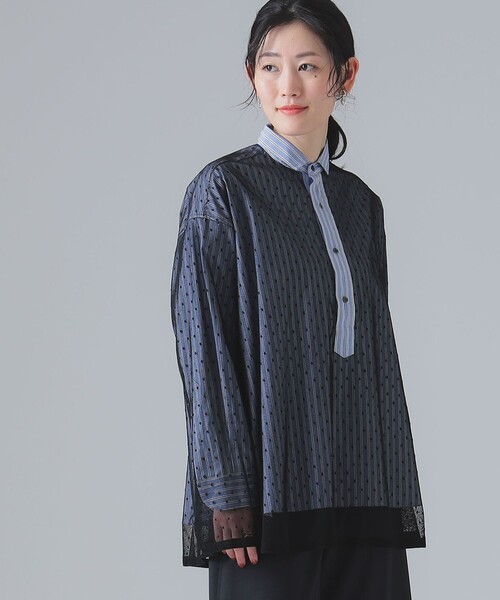 Room no.8（ルームエイト）の「ROOM NO.8 BLACK / ストライプ ドット シャツ（シャツ/ブラウス・レディース・ブラック・ONE SIZE）」の5枚目の写真