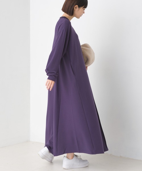 OMNES（オムネス）の「+3℃蓄熱ストレッチフレアワンピース長袖（ワンピース・レディース・パープル/ブラック/グリーン/ブラウン・FREE）」の13枚目の写真
