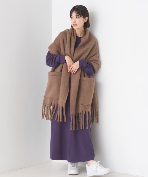 OMNES（オムネス）の「+3℃蓄熱ストレッチフレアワンピース長袖（ワンピース・レディース・パープル/ブラック/グリーン/ブラウン・FREE）」の15枚目の写真