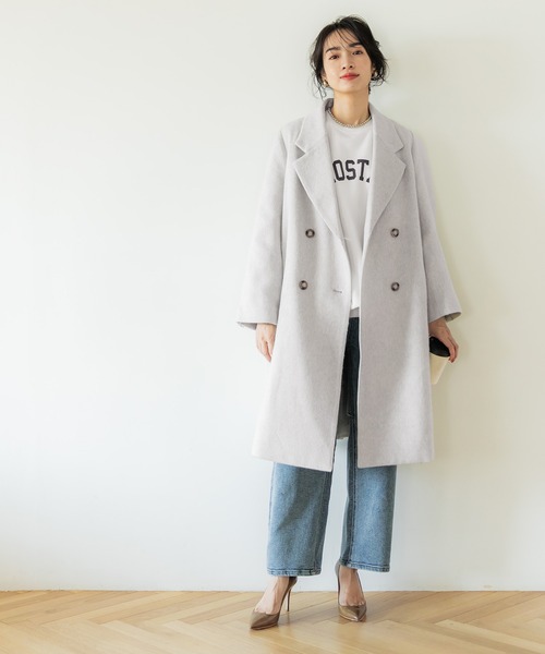 coca（coca）（コカ）の「フェイクスライバーチェスターコート（チェスターコート・レディース・チャコール/グレー・M/L）」の7枚目の写真