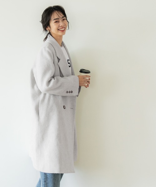 coca（coca）（コカ）の「フェイクスライバーチェスターコート（チェスターコート・レディース・チャコール/グレー・M/L）」の8枚目の写真