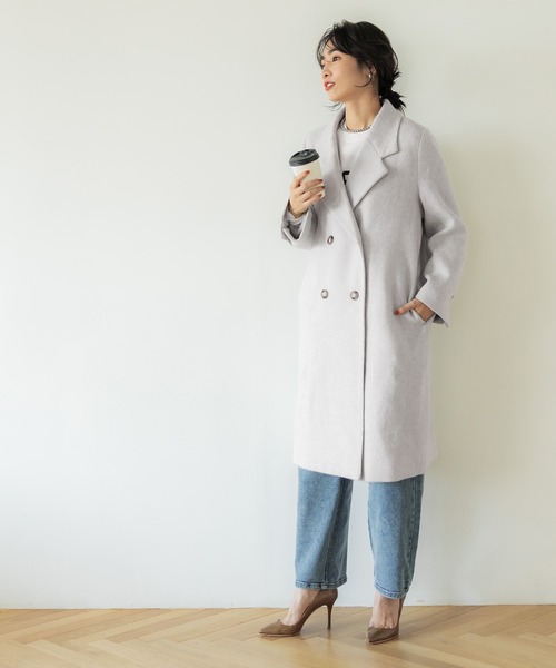 coca（coca）（コカ）の「フェイクスライバーチェスターコート（チェスターコート・レディース・チャコール/グレー・M/L）」の9枚目の写真