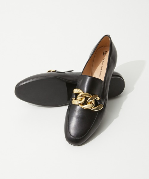 FABIO RUSCONI ブラックローファー ゴールドチェーン FABIO RUSCONI（ファビオルスコーニ）の「FABIO RUSCONI CHUNKY CHAIN